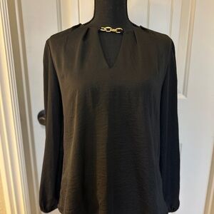 Elegant Black Women's Top with Gold Accent